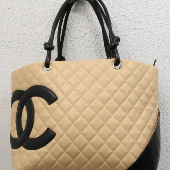Chanel Beige Calfskin Cambon Ligne Large Tote Handbag 10115108 - Picture 1 of 16